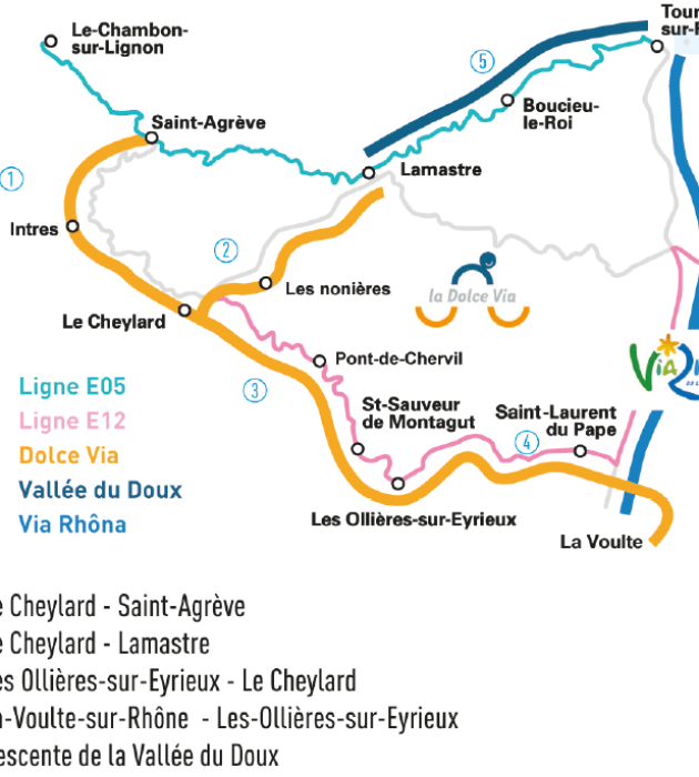 Réseau Galéo autour de la via Rhôna